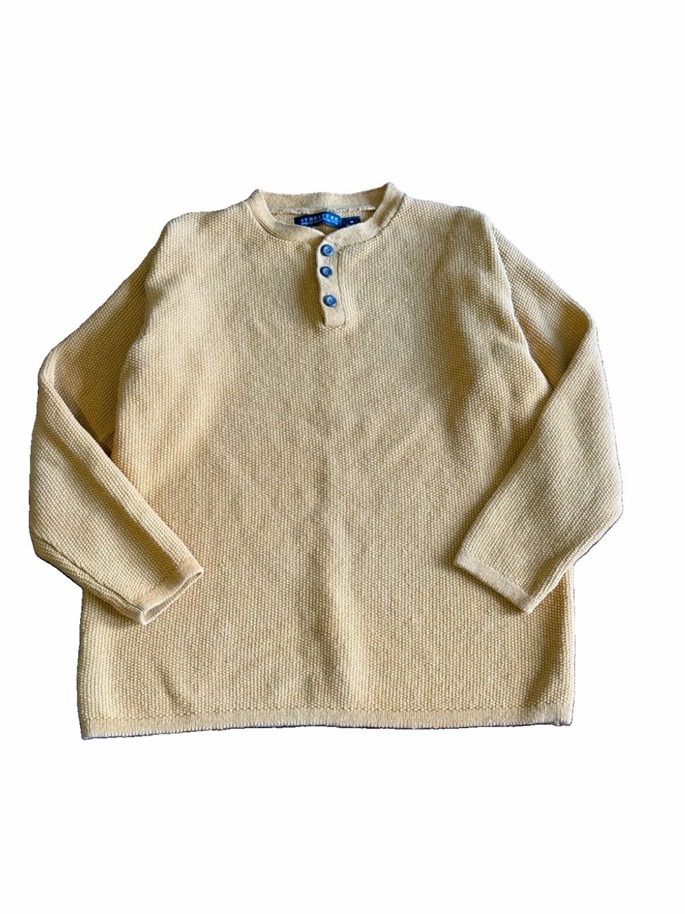 Structure Men's Long Sleeve Henley Sweater in Gold size M